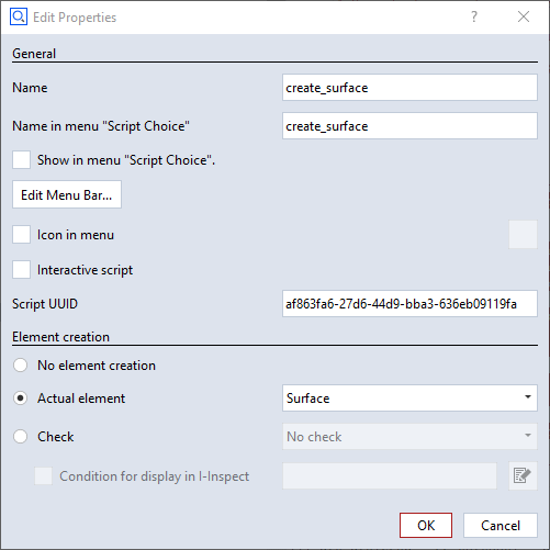Create Surface - Script Properties