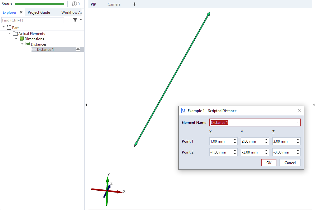 Scripted distance element example