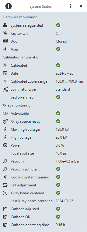 CT System Status Dialog