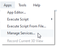 Apps->Manage Services menu entry