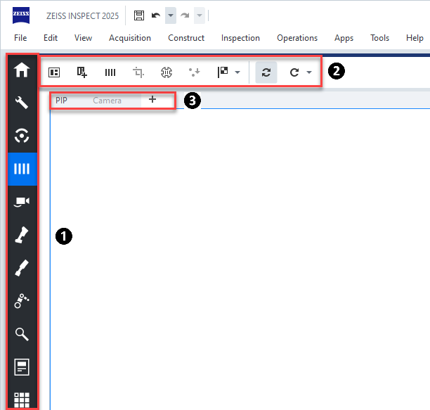 Workspace, toolbar and view menu